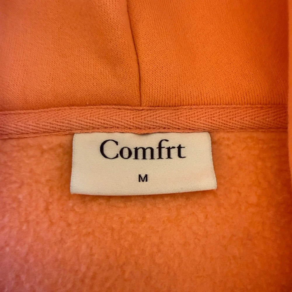 Comfrt Zip‎ Up Hoodie Unisex Medium Orange Streetwear Utility Fleece Jacket